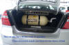 Propane tank in the trunk of a Chevrolet Aveo Car