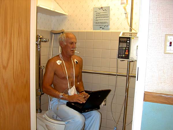 Actual picutre of author Jack Corbett smoking in a Las Vegas Hospial bathroom