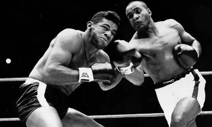 picture:  Sonny Liston kknocking out Floyd Patterson