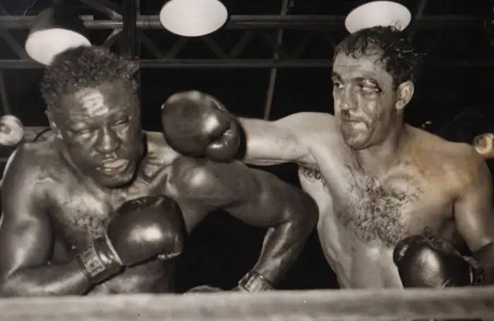 picture:  Rocky Mariano knocking out Ezzard Charles