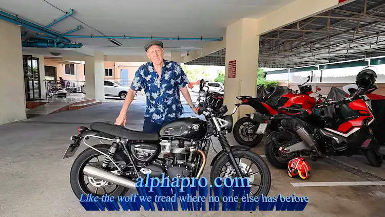 Triumph 900 Speed twin in my condo parking lot