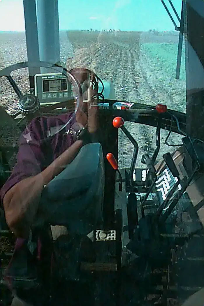Inside the cab of myo 4250 John Deere tractor