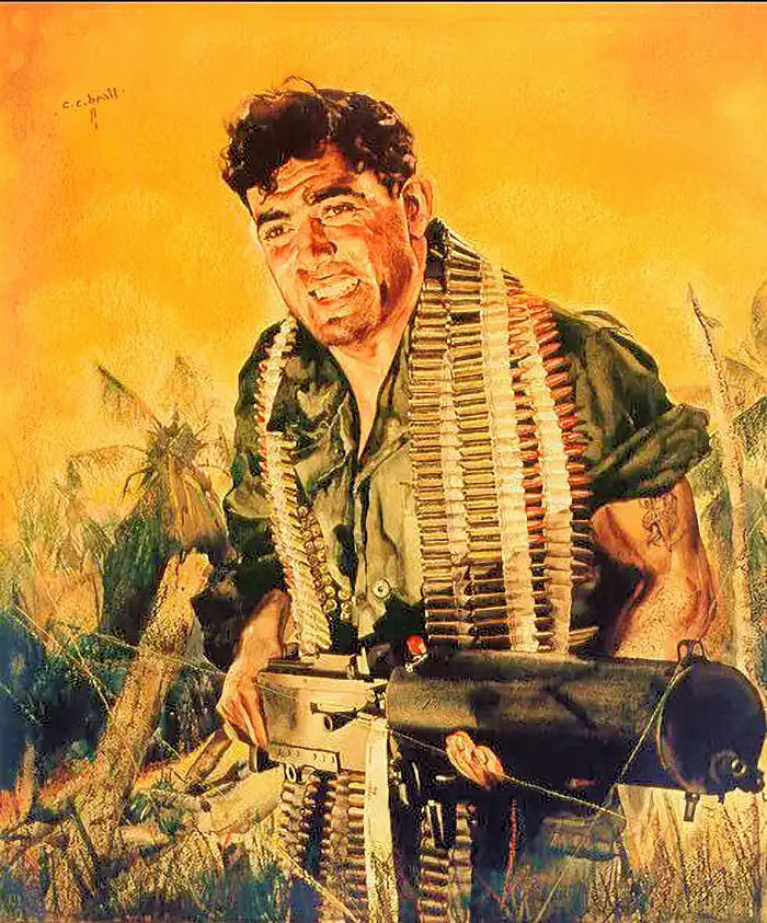 painting of World War II hero John Basilone