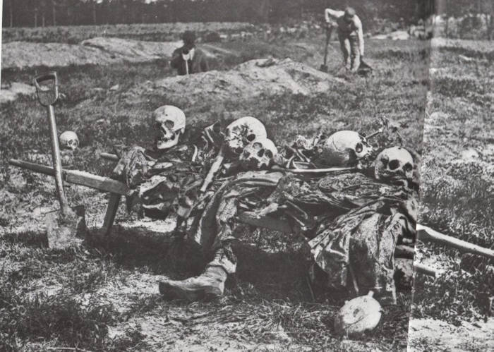 picture: sceletons of the dead at the Cold Harbor battlefield