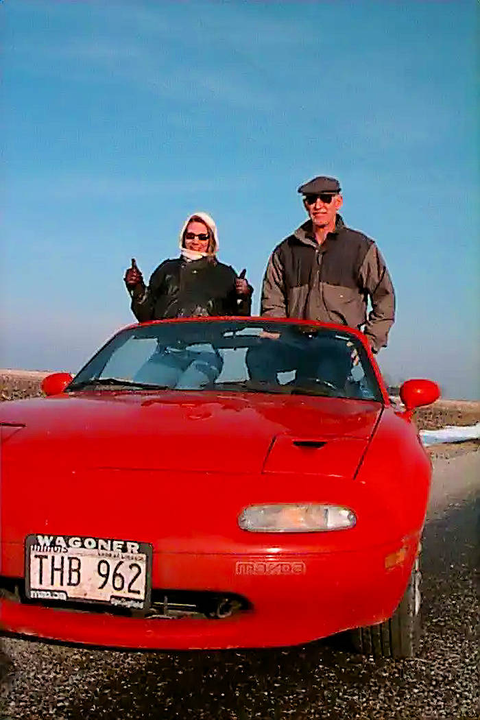 picture: Marriah and Jack Corbett with his supercharged Mazda Miata sportscar