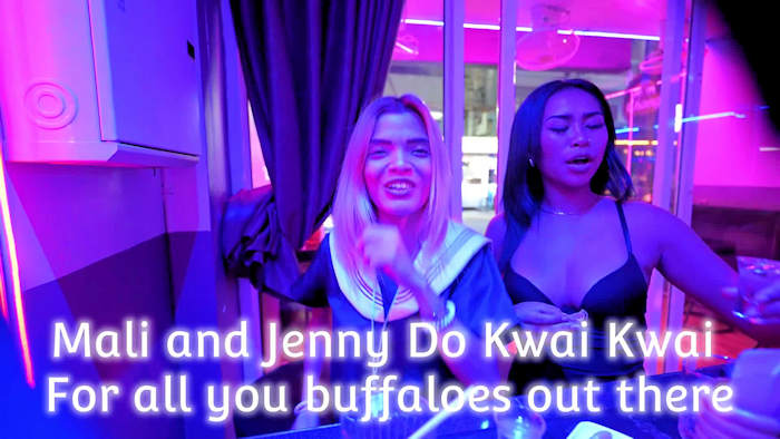 Video of Crazy Fox Jenny and Mali dancing to Kwai Kwai