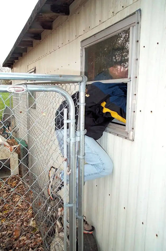 picture: Prankster Delirious Delilah breaking into friend's house