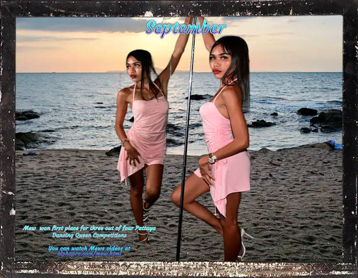 Nymphoz Disco Night picture of Mew becomes this beach calendar picture of her