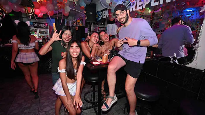 Naklua Nikky Bar owner Nikky with Sam Koy, Koy Yai  and Nikky