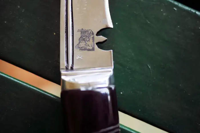 Sensational Officers Kukri with the alpha wolf inscribed on its blade