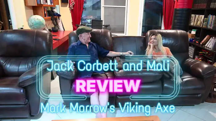 M1st of Mark Morrow Masterpieces video of Jack showing off Viking ase to Mali